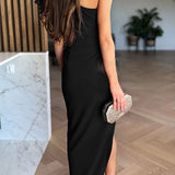Caz - Off-shoulder Ruffle Sleeve Slit Midi Dress
