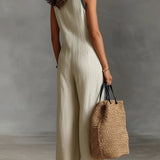 Fiamma | Sleeveless jumpsuit with high collar