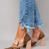 Selveta - Suede Sandals with Leopard Print and Stable Heel