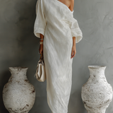 Aurora | Ivory One-Shoulder Flowing Maxi Dress