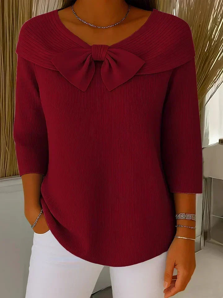 Teresina | Pullover med rosett och rund halsringning – bild 4