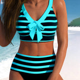 Laluna® | Striped High-Waisted Bikini
