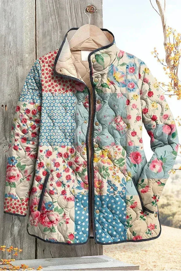 Karoline™ | Vadderad jacka i blommigt patchwork