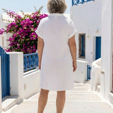 Helene | Short Sleeve Front Pocket Knee Length Dress