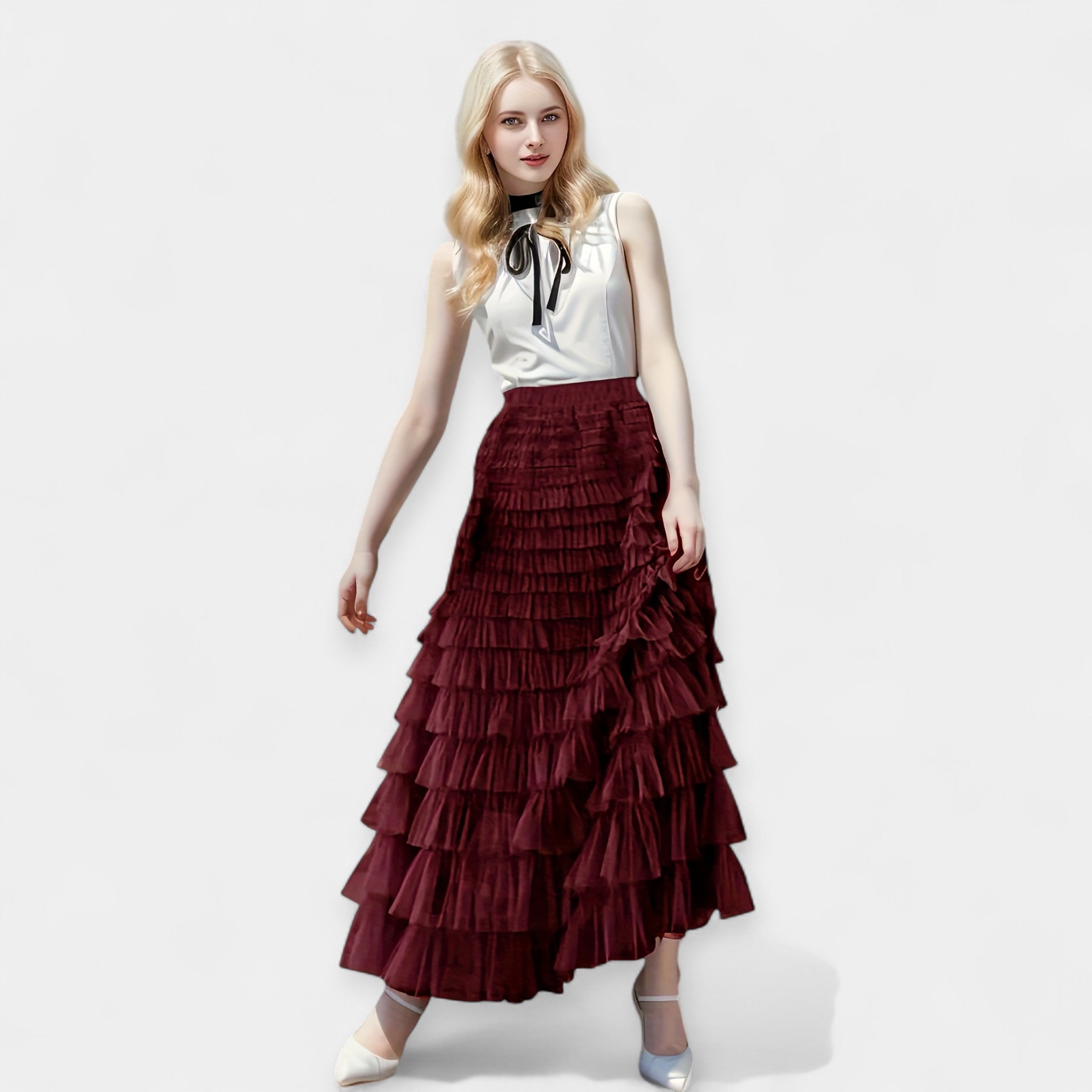 Elegant kjol med tyllkant – bild 8