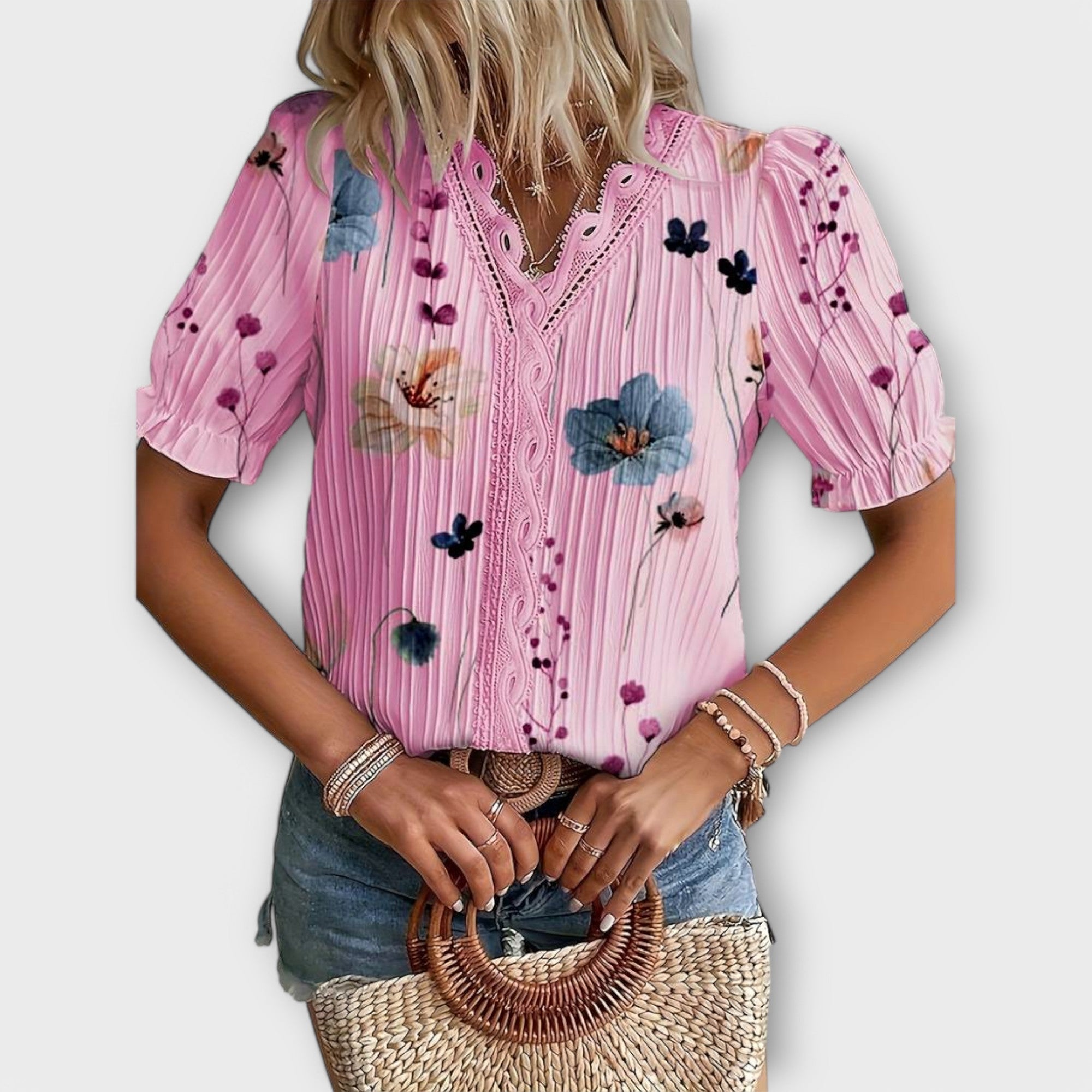 Emily - Blus med V-ringning – bild 7
