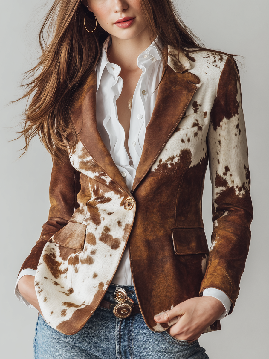 Manuela - Kavaj med djurmönster i vintagestil