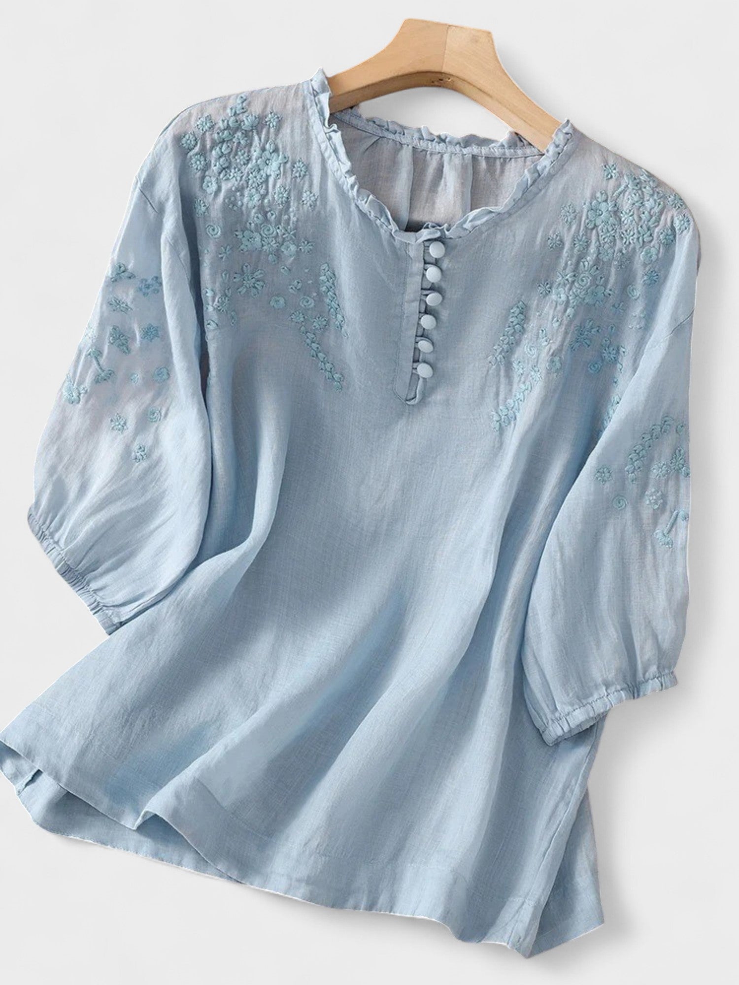 Cassiana - Blus i bomull och linne – bild 4