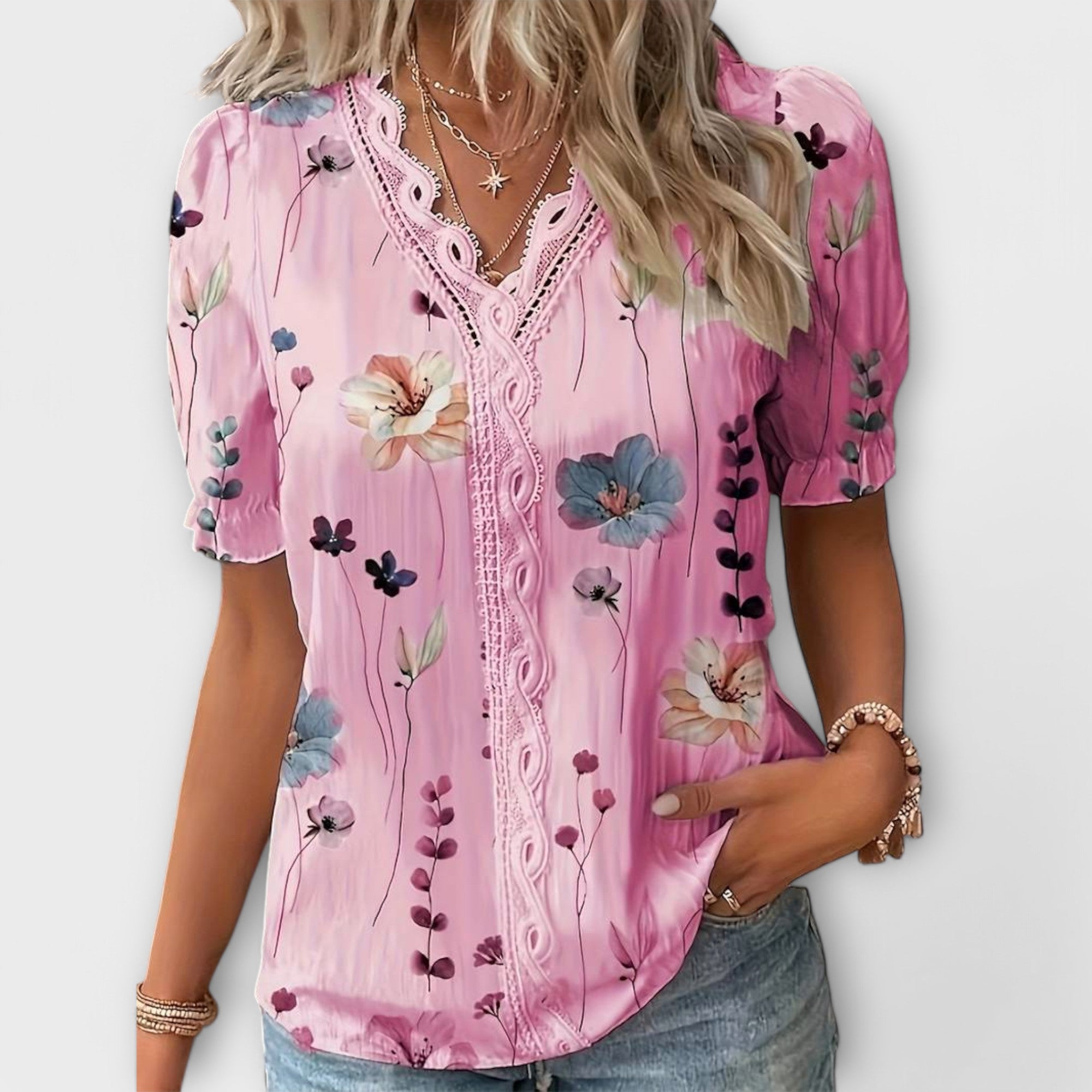 Emily - Blus med V-ringning