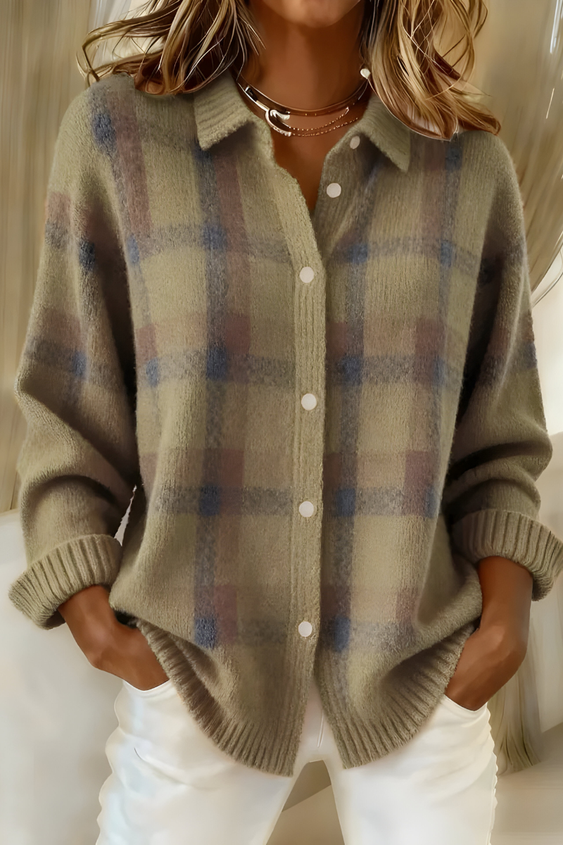 Fiammetta | Rutig stickad cardigan – bild 2