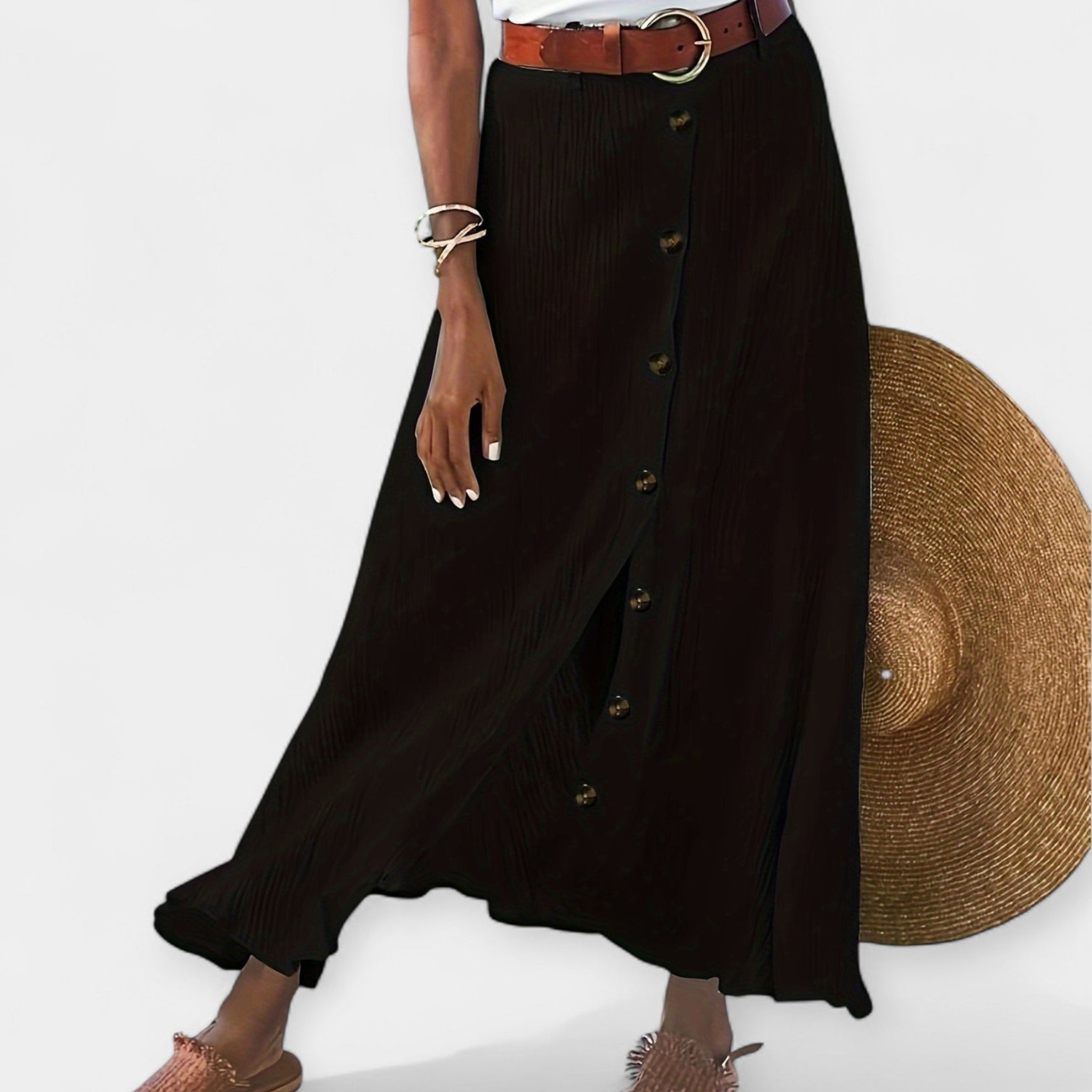 Semi-Sheer-maxikjol med slits