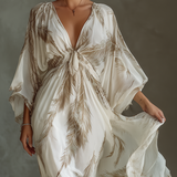 Morrisa - Ivory and Taupe Chiffon Maxi Dress