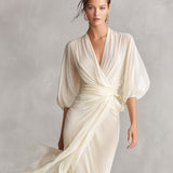 Sefa - Ivory Sheer Chiffon Dress