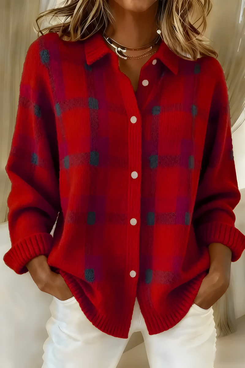 Fiammetta | Rutig stickad cardigan – bild 3