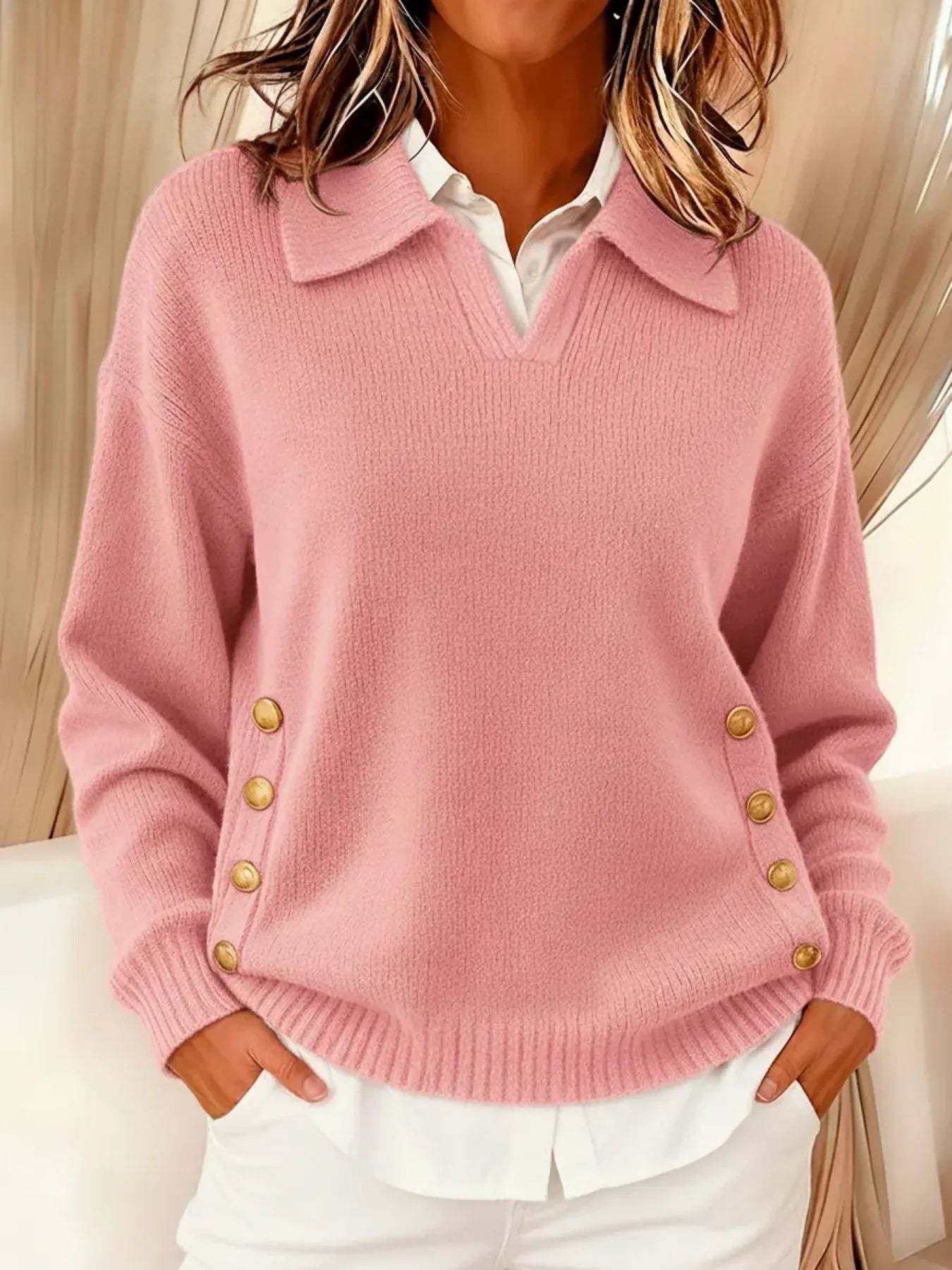 Erminia | Pullover med polokrage och knappar – bild 2