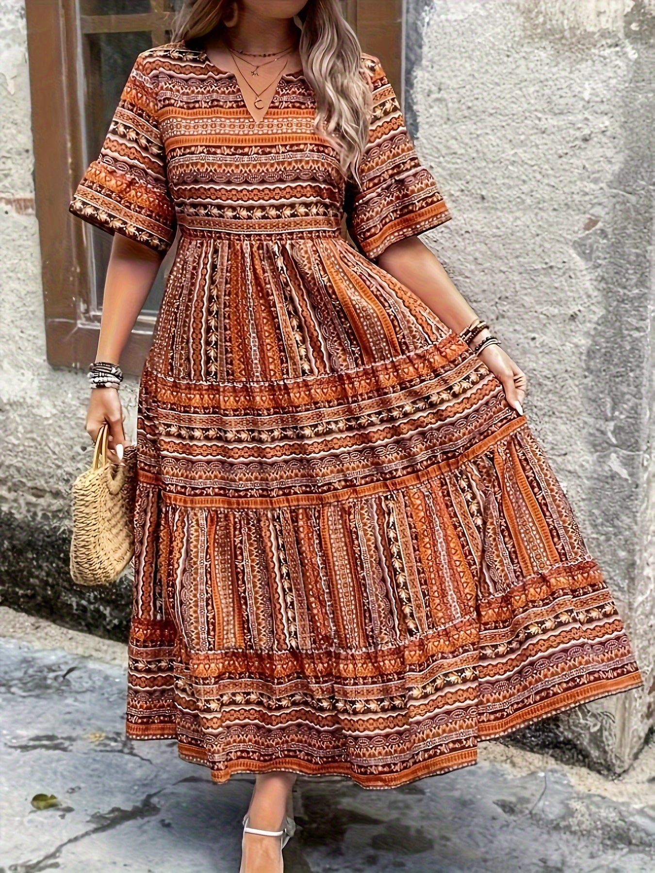 Joraine - Böljande etnisk klänning – bild 3