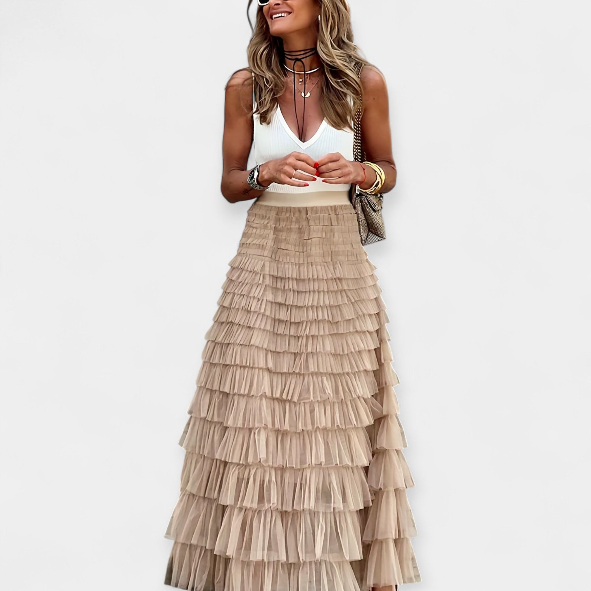 Boho-kjol med satinfinish – bild 3