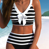 Laluna® | Striped High-Waisted Bikini