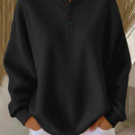 Miranda | Våffelstickad sweatshirt i henleymodell – bild 4