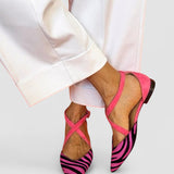 Zarella - Flat Sandals with Zebra Print and Crossed Ankle Straps