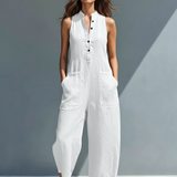 Sleeveless Linen Overalls