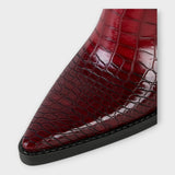Boots with Croc-Effect Design and Elegant Heel