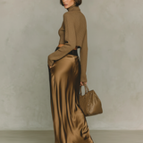 Florence - Golden-brown knit turtleneck top