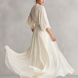 Sefa - Ivory Sheer Chiffon Dress