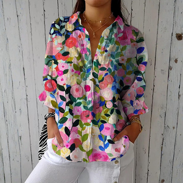 Skyla - Hand-Painted Floral Blouse