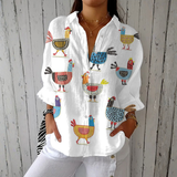 Skye - Light Blouse with Chicken Print