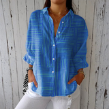 Clara - Modern Blue Striped Blouse