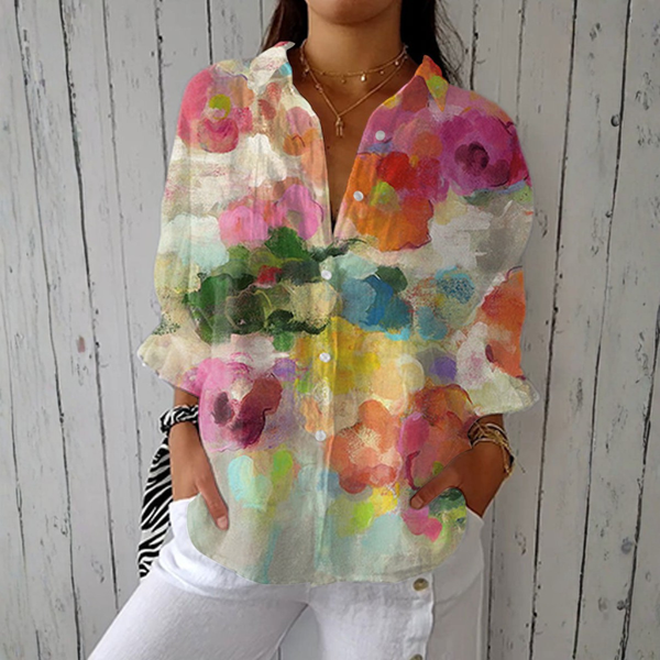 Piper - Elegant Watercolour Floral Blouse