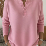 Ernesta | Stickad pullover med knappar i henleymodell – bild 5