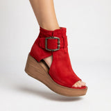 Sarah™ — Modern-style open-toe wedge ankle boots
