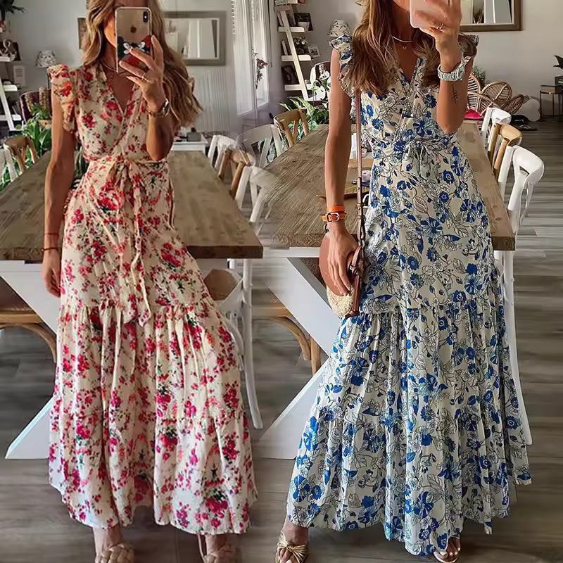 Shera - Maxiklänning med blommigt mönster – bild 4