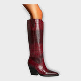 Boots with Croc-Effect Design and Elegant Heel