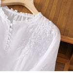 Cassiana - Blus i bomull och linne – bild 5