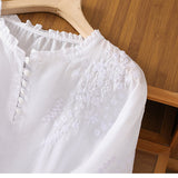 Cassiana - Blus i bomull och linne – bild 5