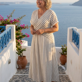 Cressida | V Neck Short Sleeve Cross Waist Midi Dress