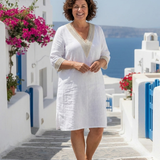 Elira | V Neck Three Quarter Sleeve Knee Length Dress
