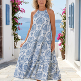 Isadora | Sleeveless High Neck Tiered Midi Dress