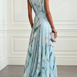 Nerea - Elegant Tulip Print V-neck Maxi Dress