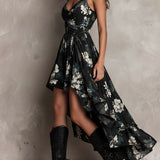 Avelinne - Black Bohemian Floral Print