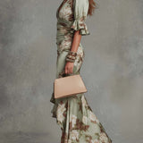 Anastasia | Asymmetrical Long Green Satin Dress