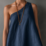 One shoulder-miniklänning, marinblå – bild 5