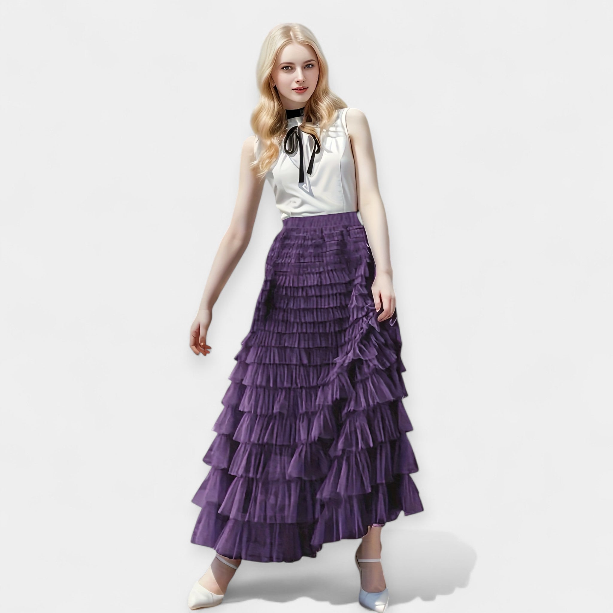 Elegant kjol med tyllkant – bild 9