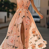 Sella - Ruched One Shoulder A-Line Maxi Chiffon Dress