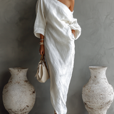 Aurora | Ivory One-Shoulder Flowing Maxi Dress