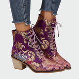 Floral Leather Ankle Boots