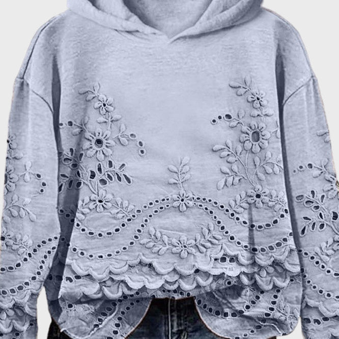 Sweatshirt med huva i spets – bild 2